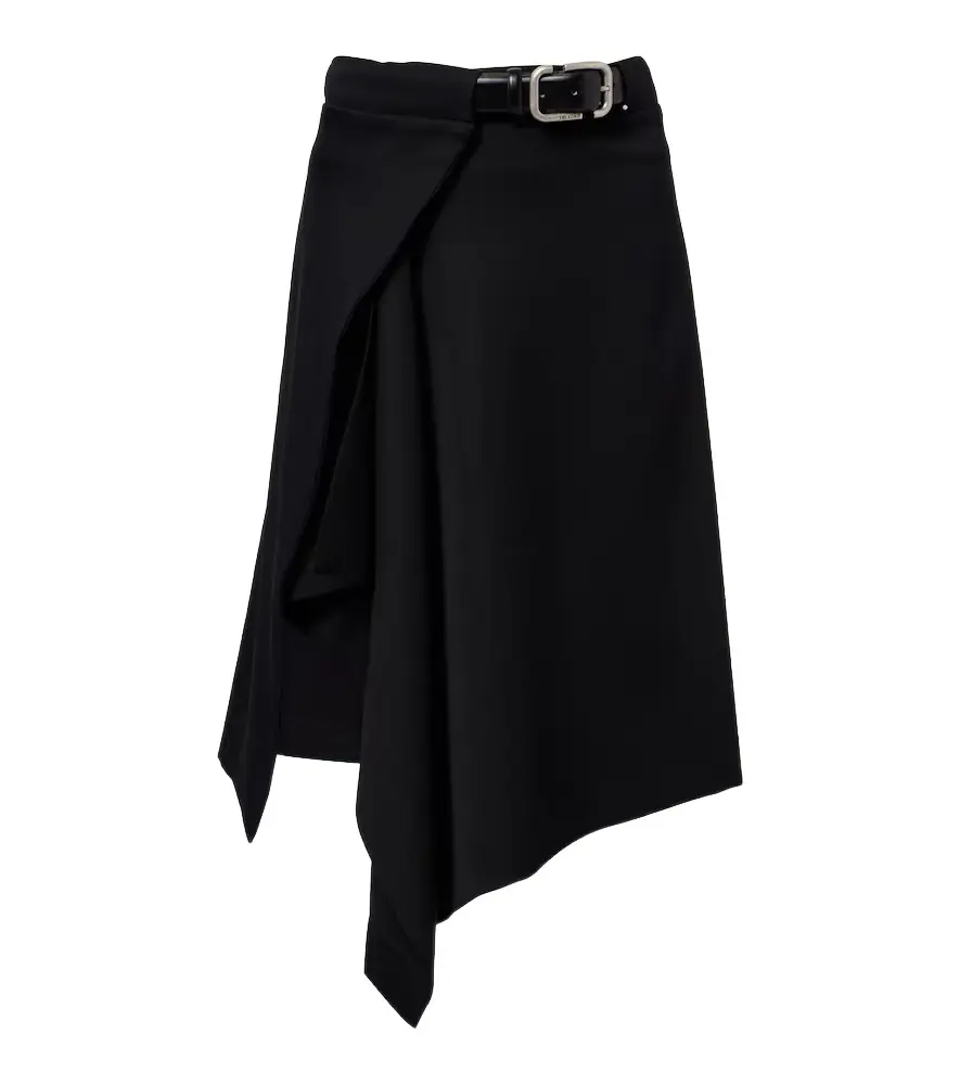 The Attico Asymmetric virgin wool wrap skirt