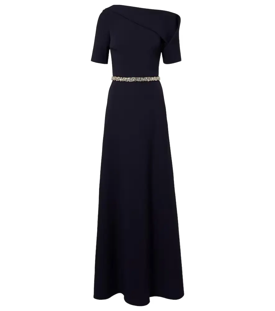 Safiyaa Stephanie embellished draped crêpe gown