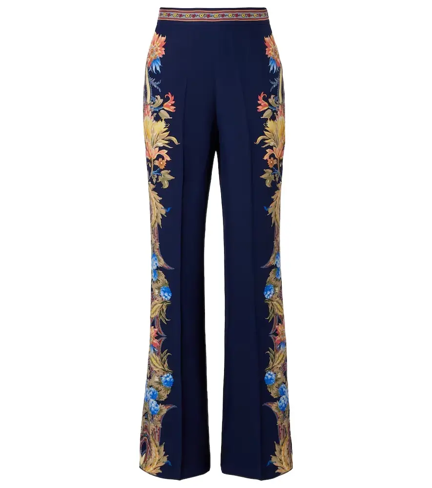 Etro Floral silk straight pants