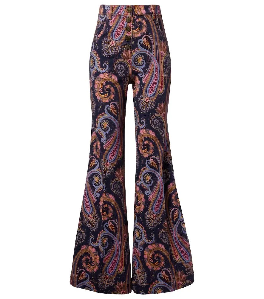 Etro Paisley cotton-blend flared pants