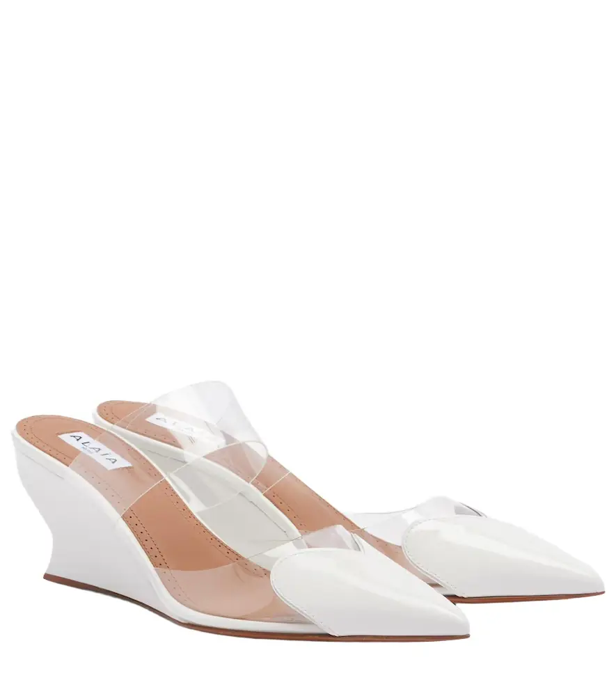 Alaia Alaïa Le Coeur patent leather wedge mules