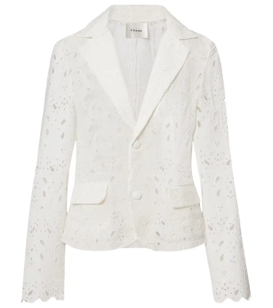 Frame Paisley broderie anglaise cotton blazer
