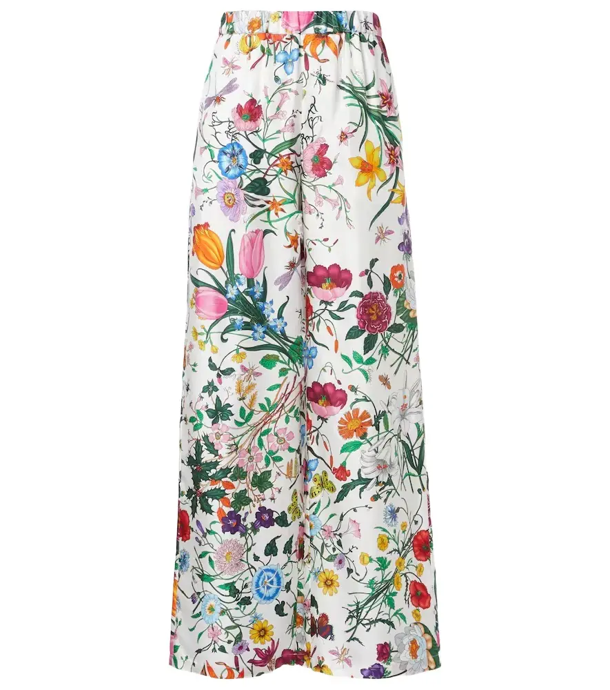 Gucci Flora silk twill palazzo pants