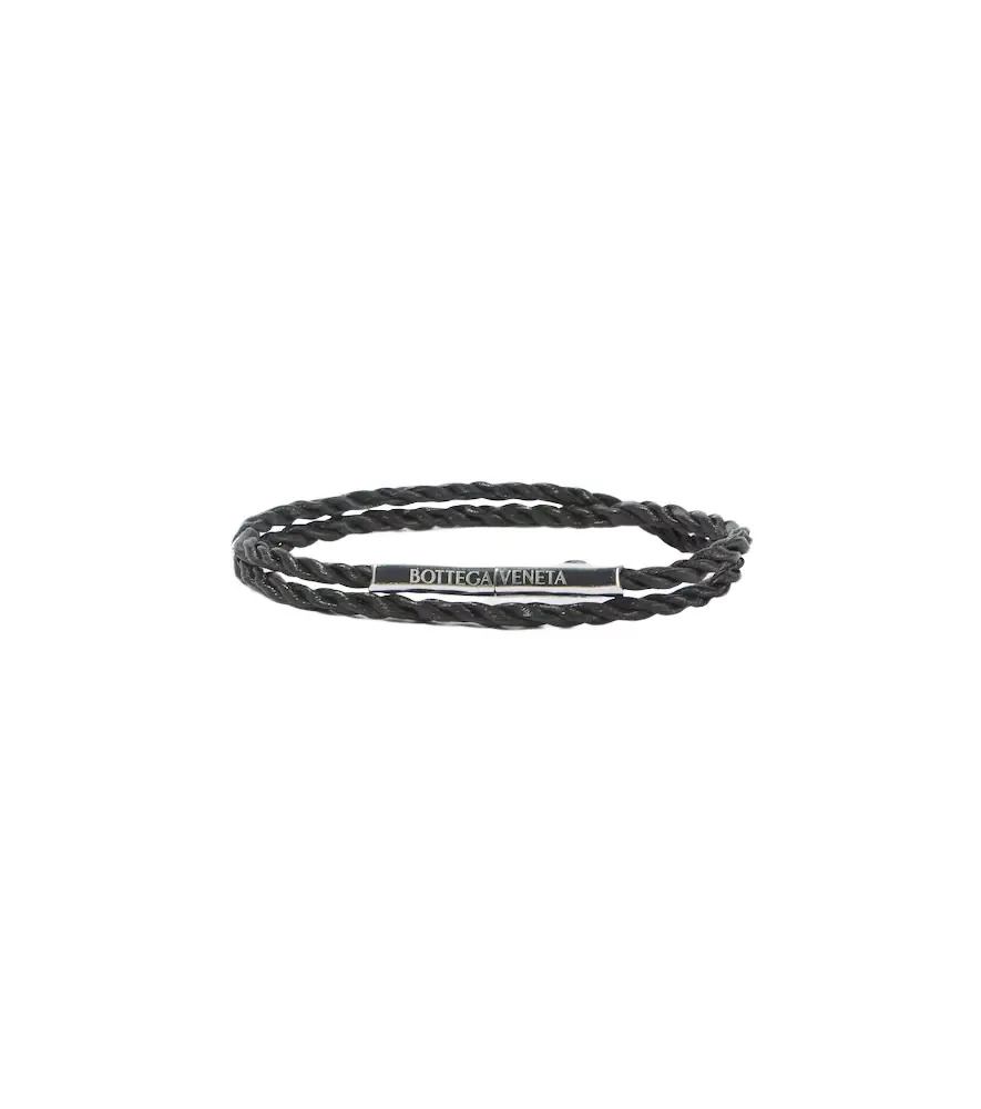 Bottega Veneta Leather sterling silver bracelet