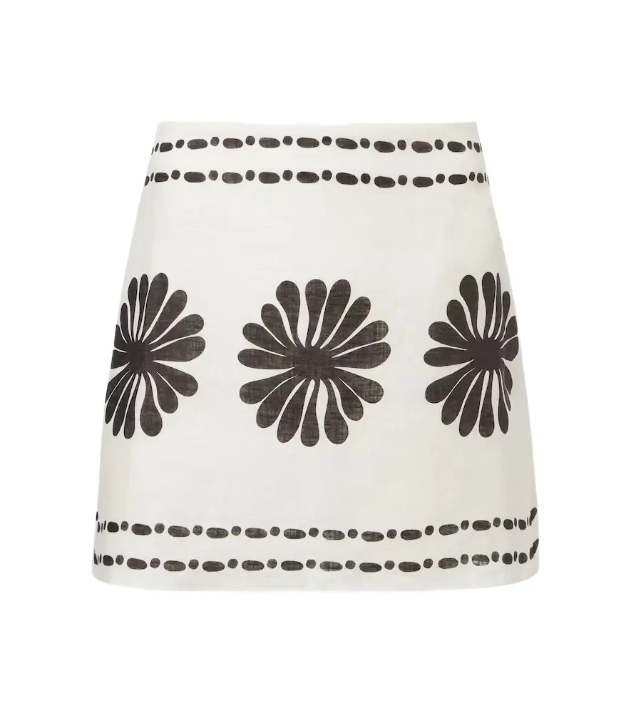 Cala de la Cruz Eve floral linen miniskirt