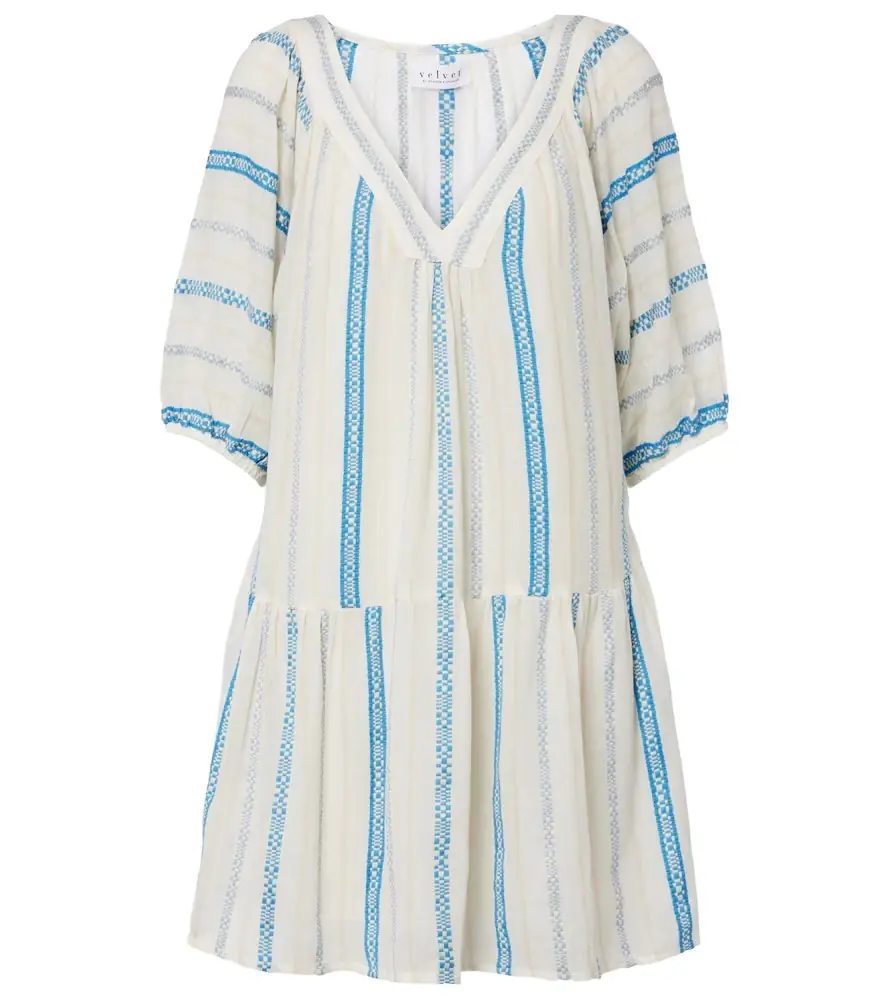 Velvet Selita tiered cotton jacquard minidress