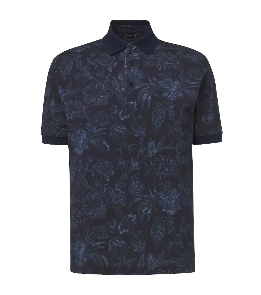 Etro Floral cotton piqué polo shirt