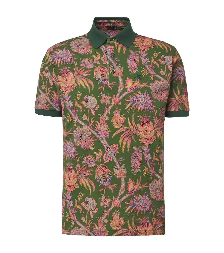 Etro Floral cotton piqué polo shirt