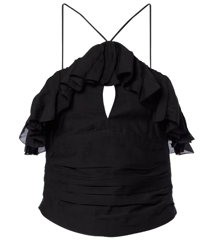 Marant Etoile Djimia halterneck cotton-blend voile top