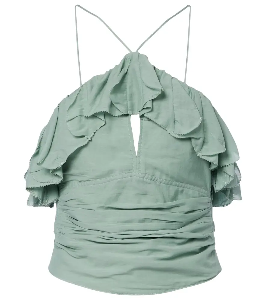 Marant Etoile Djimia halterneck cotton-blend voile top