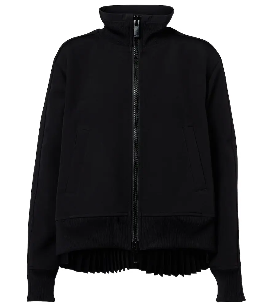 Sacai Paneled twill zip-up sweatshirt