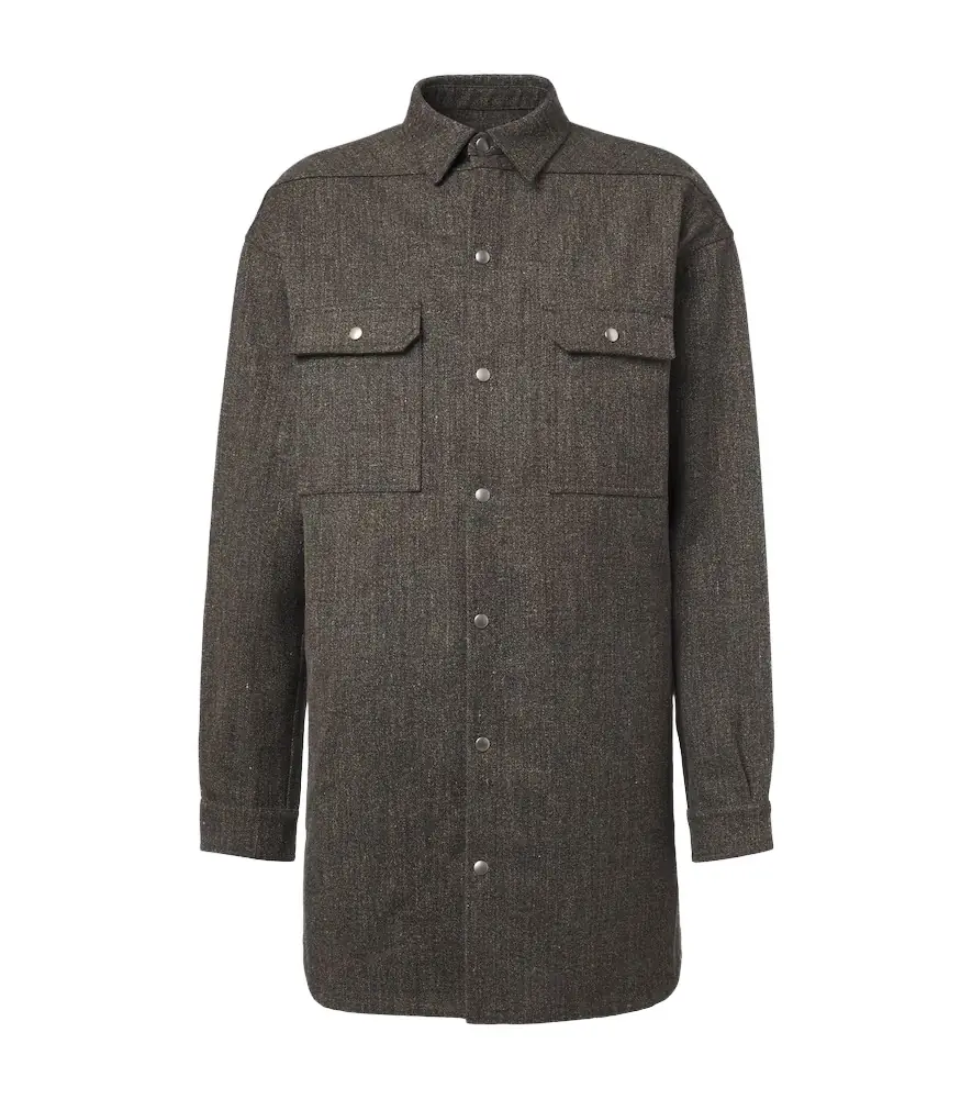 Rick Owens Oversized wool and linen-blend overshirt