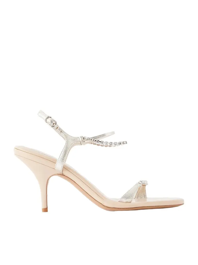 Chloé Crystal-embellished Metallic Leather Sandals