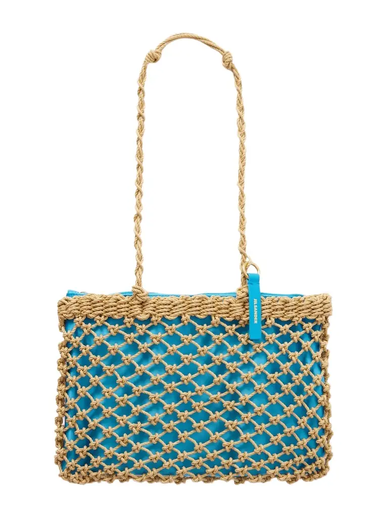 Jil Sander Tangle Net Satin And Cotton Cord Shoulder Bag