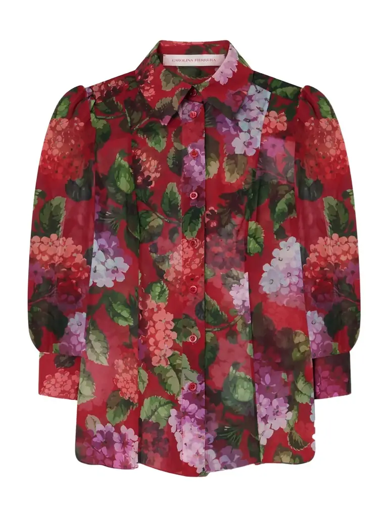 Carolina Herrera Floral-print Silk-chiffon Blouse