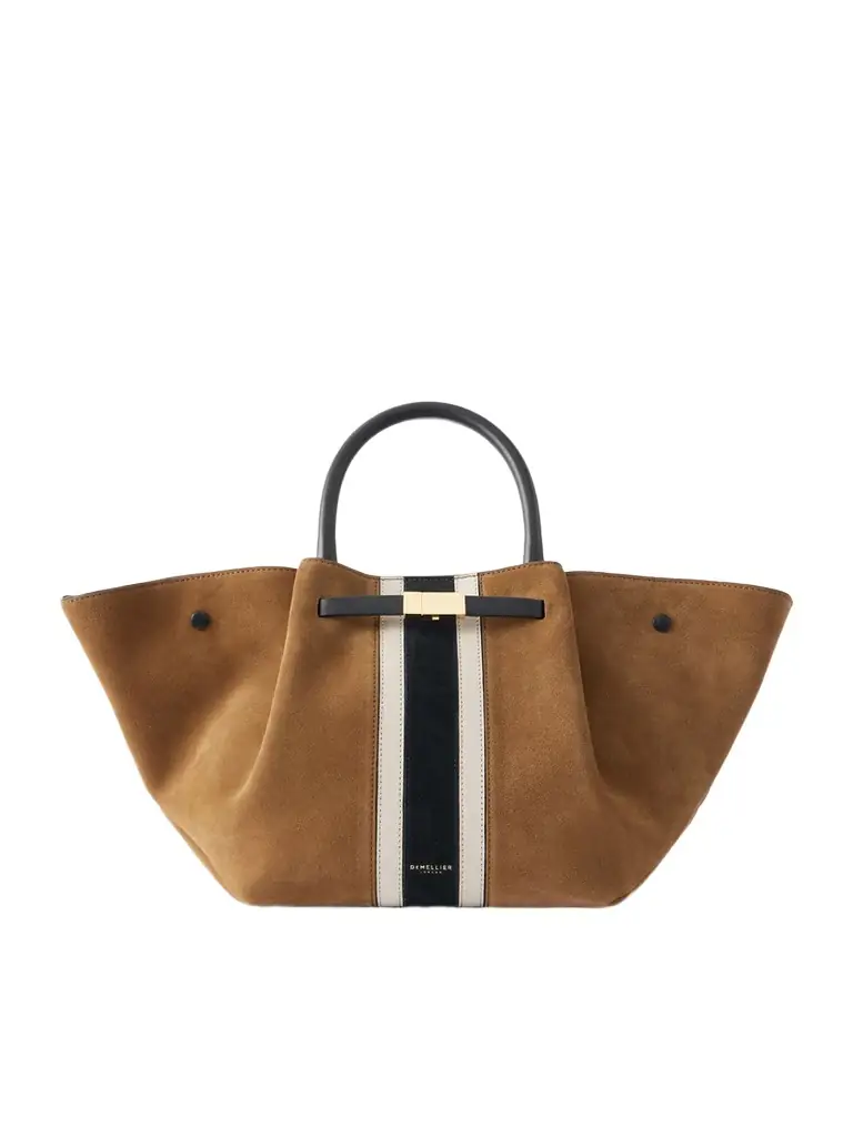 DeMellier The New York Midi Leather-trimmed Suede Tote