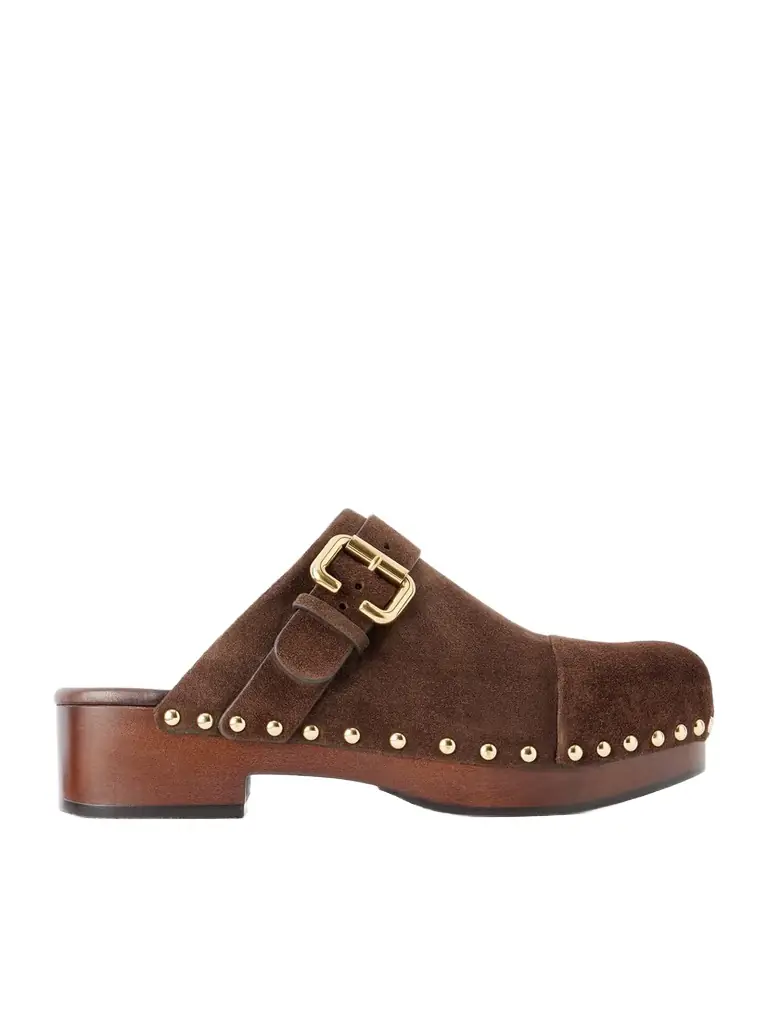 Chloé Jeannette Embellished Suede Clogs