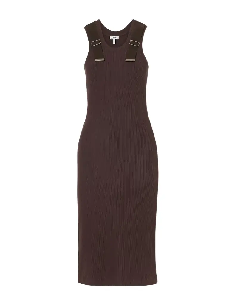 Loewe Embellished Ribbed Stretch-cotton Midi Dress