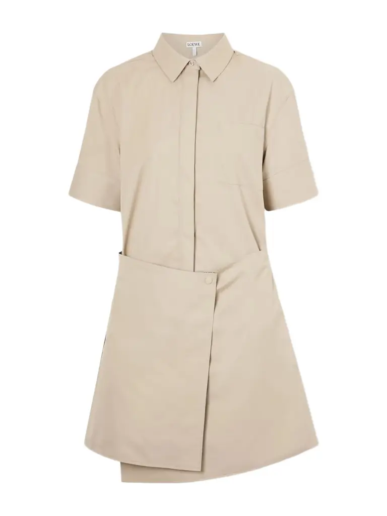 Loewe Asymmetric Cotton And Silk Gabardine-blend Mini Dress