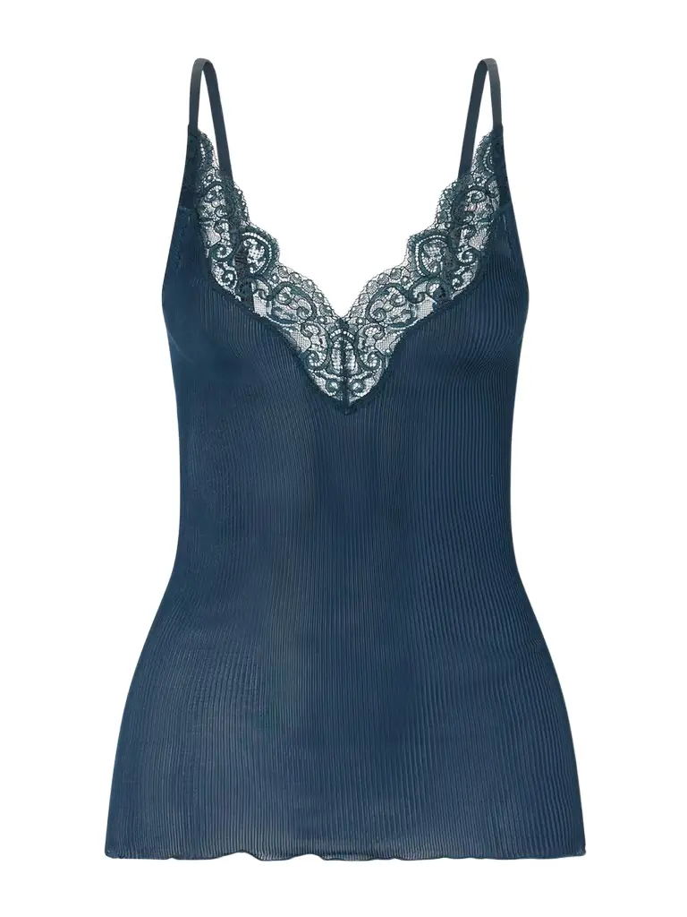 Saint Laurent Lace-trimmed Ribbed Silk-jersey Tank