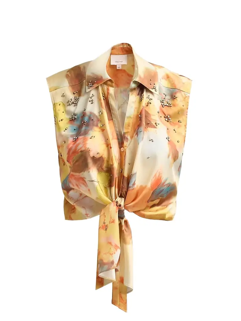 Cinq à Sept Women's Marianna Watercolor Floral Sleeveless Top - Smoke Sand Multi
