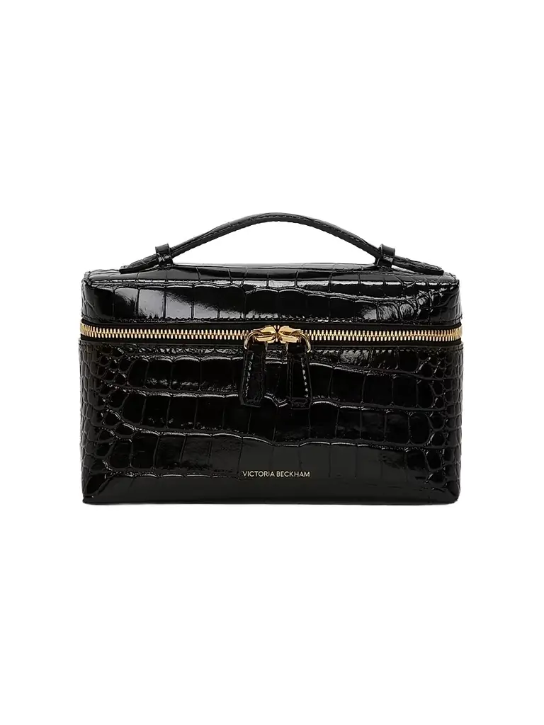 Victoria Beckham Women's Dorian Croc-Embossed Leather Vanity Bag - Black