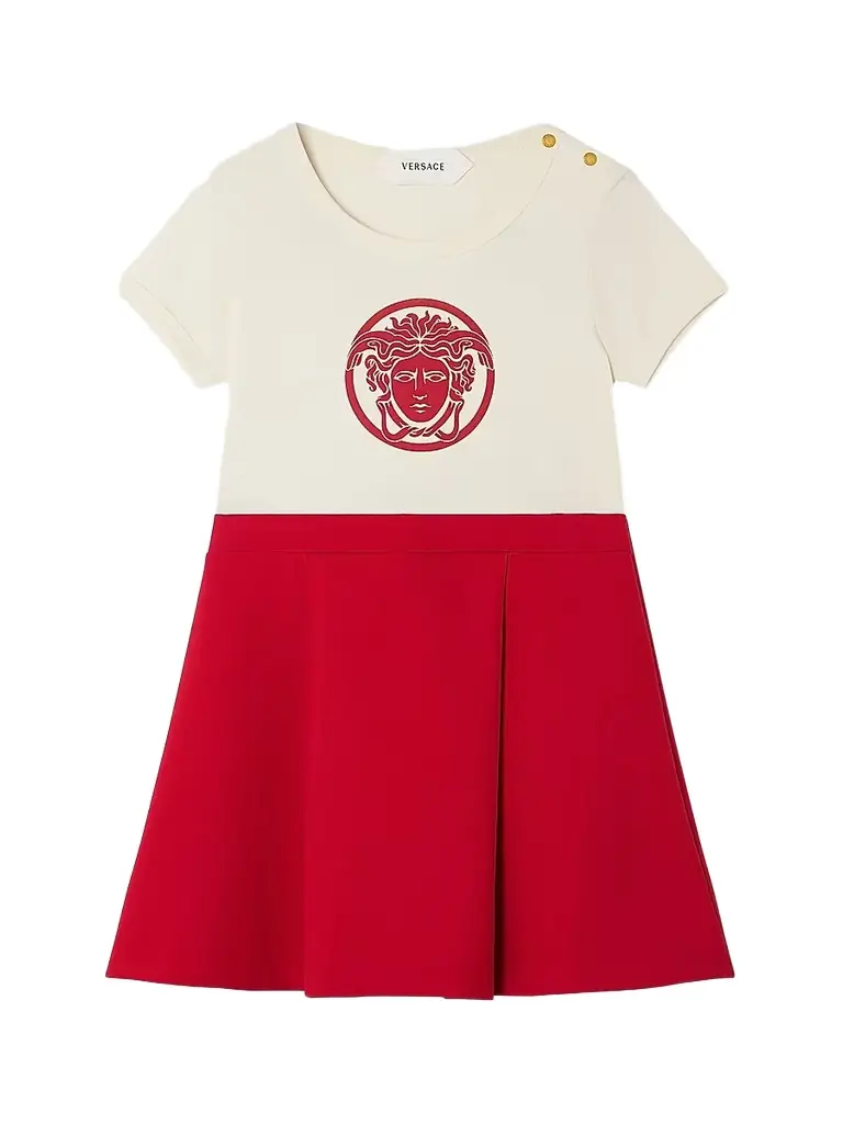 Versace Baby Girl's & Little Girl's Colorblocked Cotton Jersey Dress - Cream
