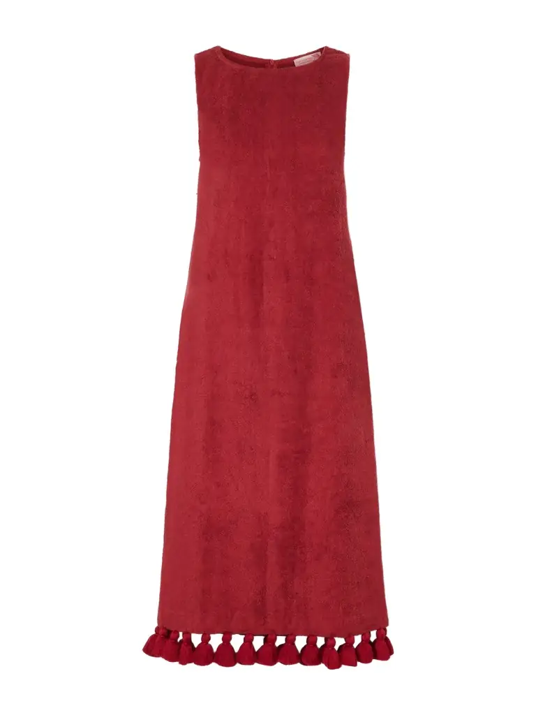 terry cloth midi dress Textured Terry Shirttail Midi Dress in White