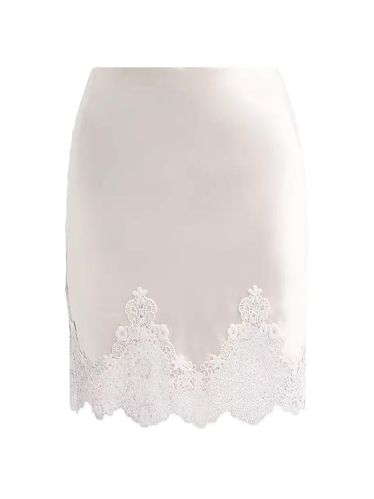 Generation Love Women's Wisteria Lace Combo Liquid Satin Skirt - Off White White