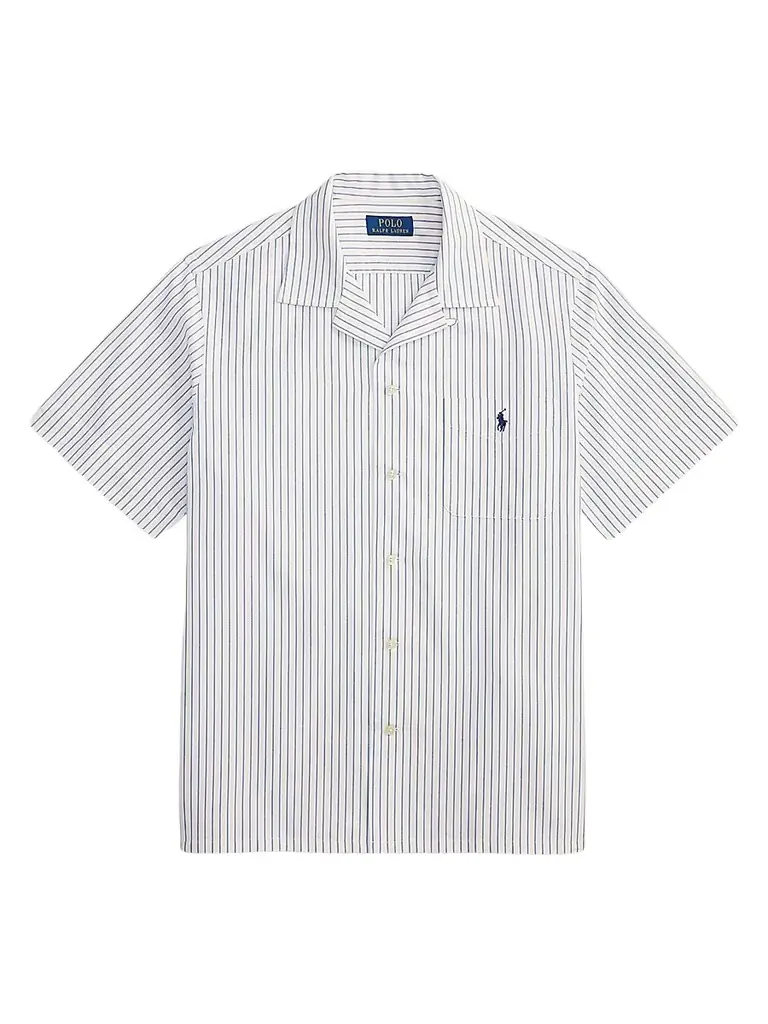 Polo Ralph Lauren Men's Classic-Fit Striped Oxford Camp Shirt - White Royal