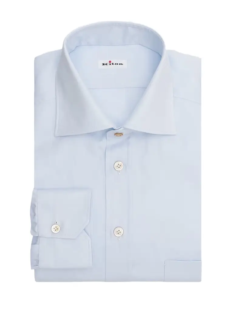 Kiton Men's Cotton Button-Front Shirt - Sky Blue