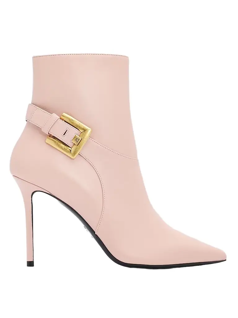 Balmain Women's Anthem 95MM Leather Ankle Boots - Rose Pale
