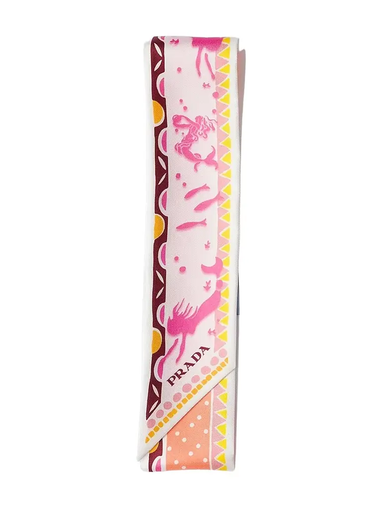 Prada Women's Printed Silk Twill Skinny Scarf - Yellow Multi - Women's Clothing