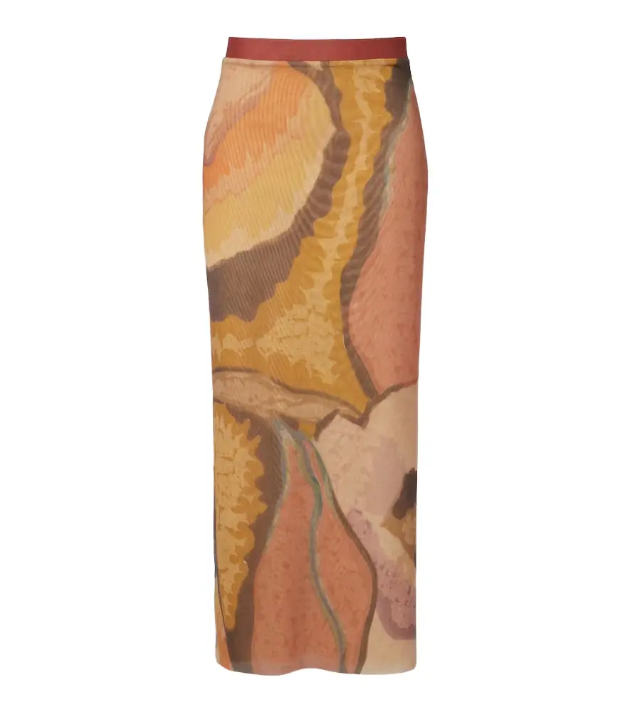 SIR Printed mesh maxi skirt