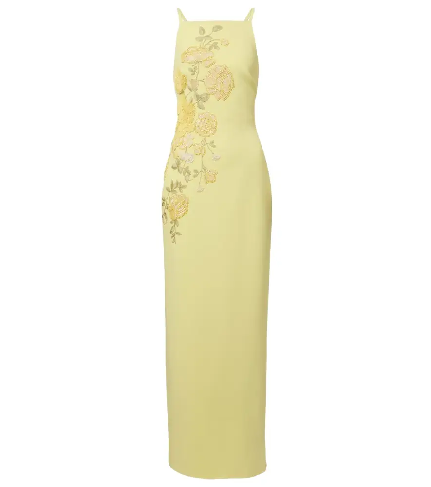 Elie Saab Embroidered halterneck cady maxi dress