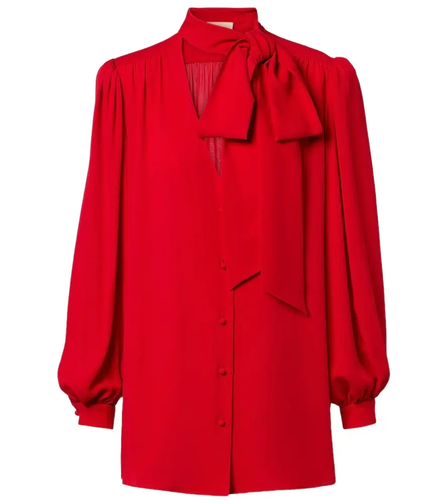 Valentino Tie-neck silk georgette blouse