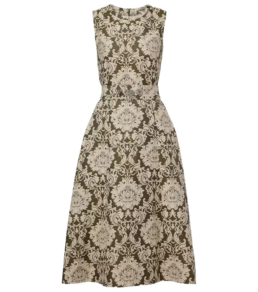 'S Max Mara Embellished cotton-blend jacquard midi dress