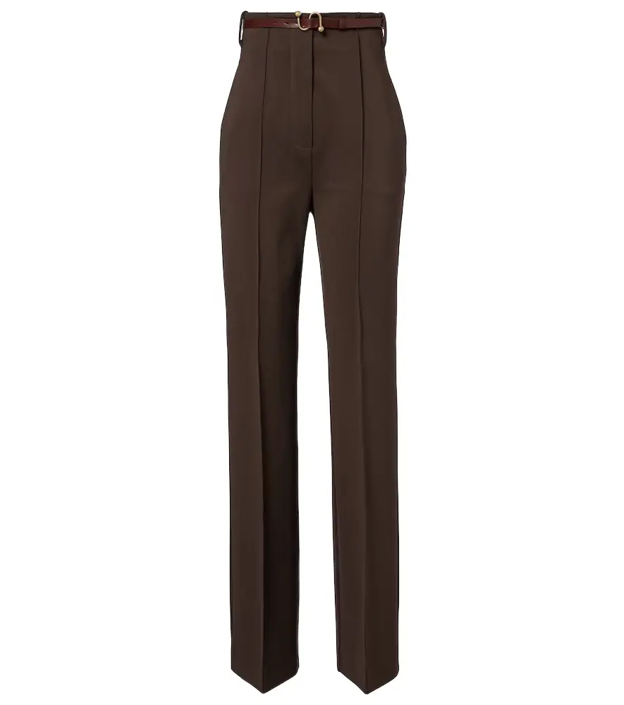 Sportmax Belted crêpe straight pants
