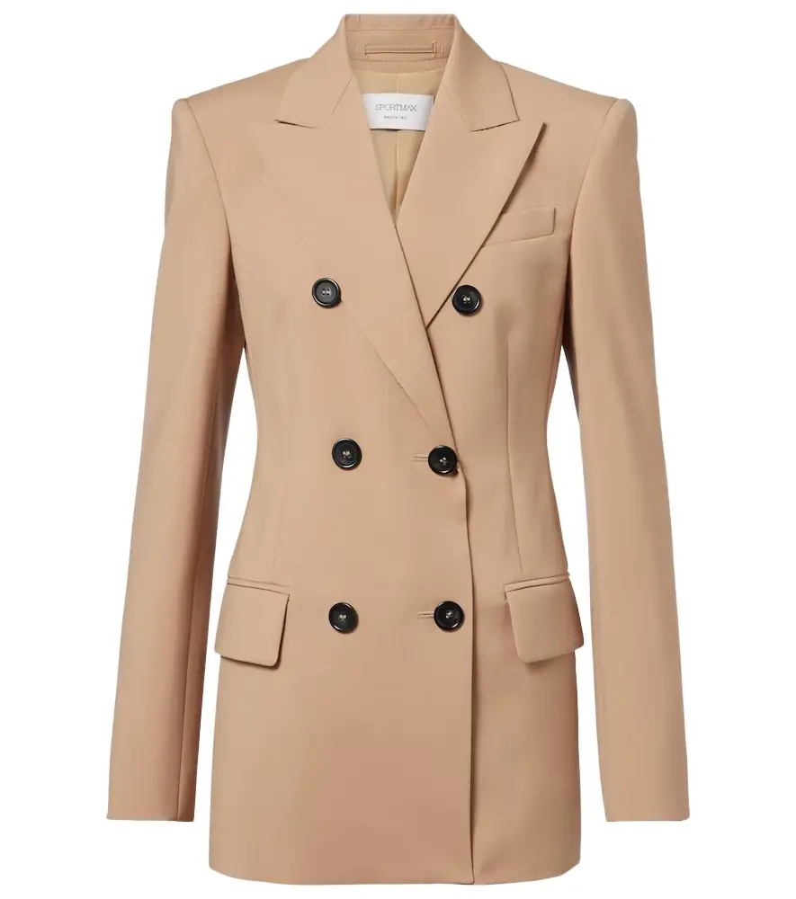 Sportmax Double-breasted virgin wool blazer