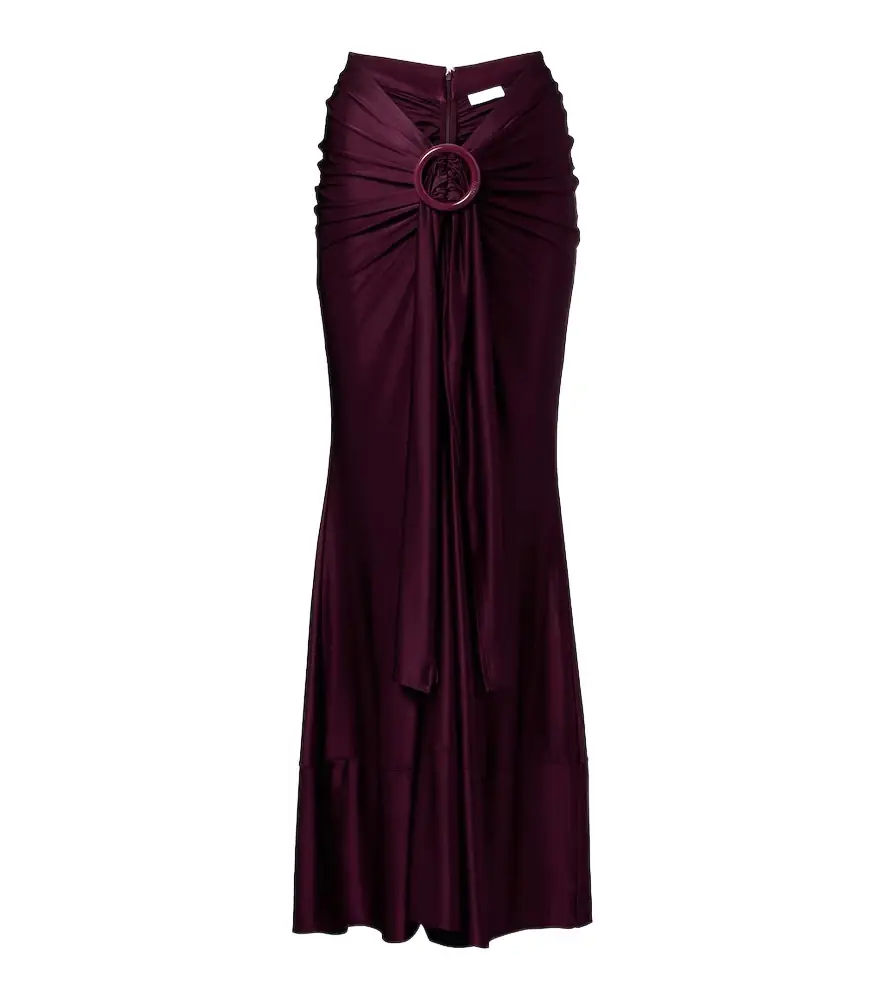 Rabanne Gathered satin maxi skirt
