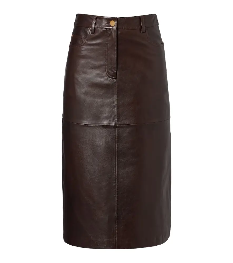 'S Max Mara Leather midi skirt