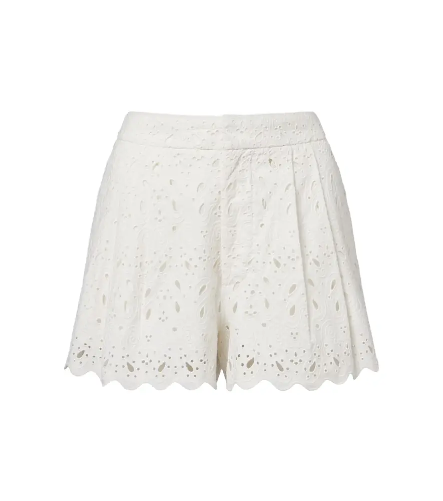 Frame Paisley Eyelet cotton shorts