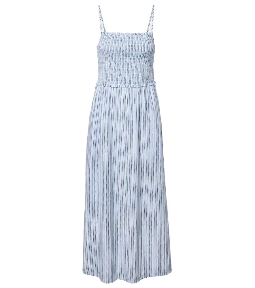 Velvet Senara striped cotton-blend maxi dress