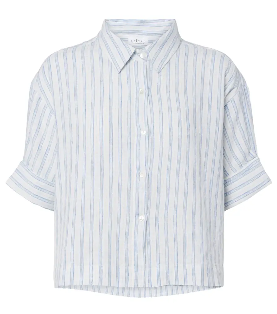 Velvet Greya striped cotton and linen shirt