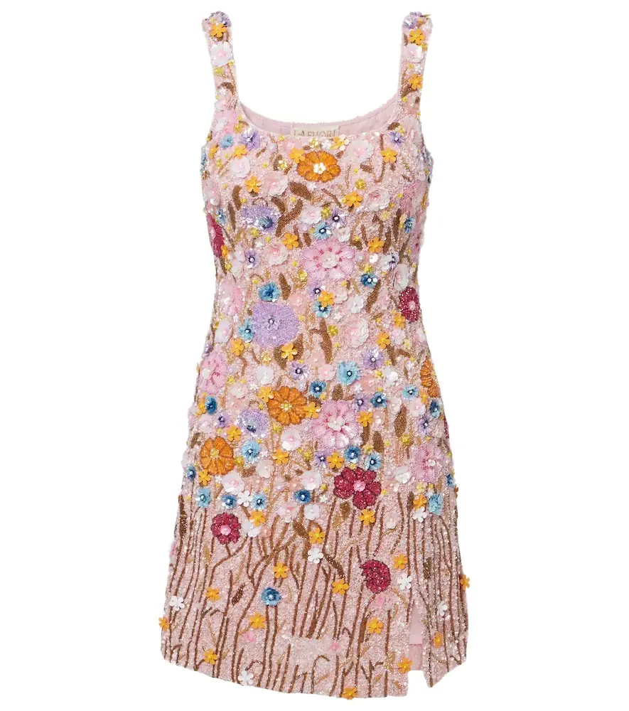 La Fuori Là Fuori Embellished floral-appliqué minidress