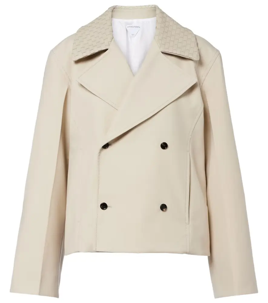 Bottega Veneta Intrecciato striped wool and cotton peacoat