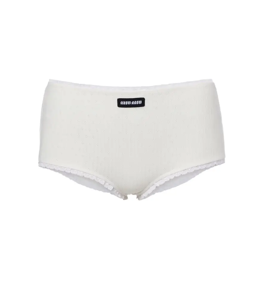 Miu Miu Pointelle cotton micro shorts