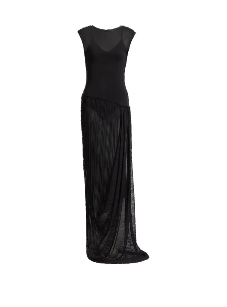 Balmain Long draped viscose dress