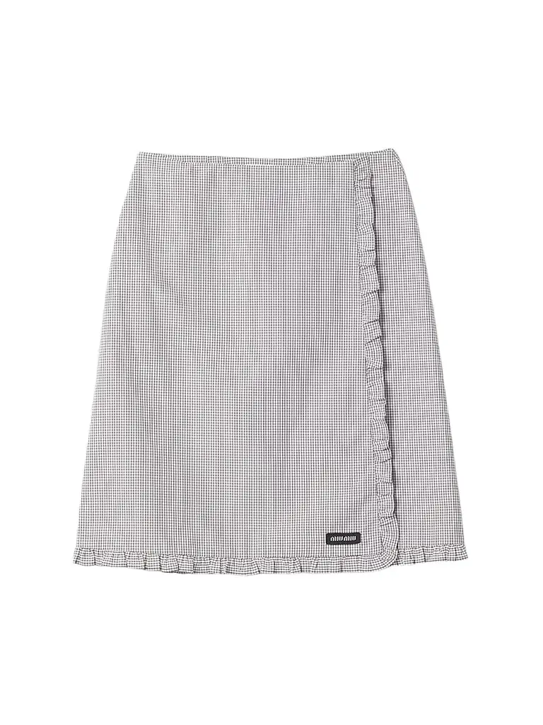 Miu Miu Women's Ruched Check Skirt - White