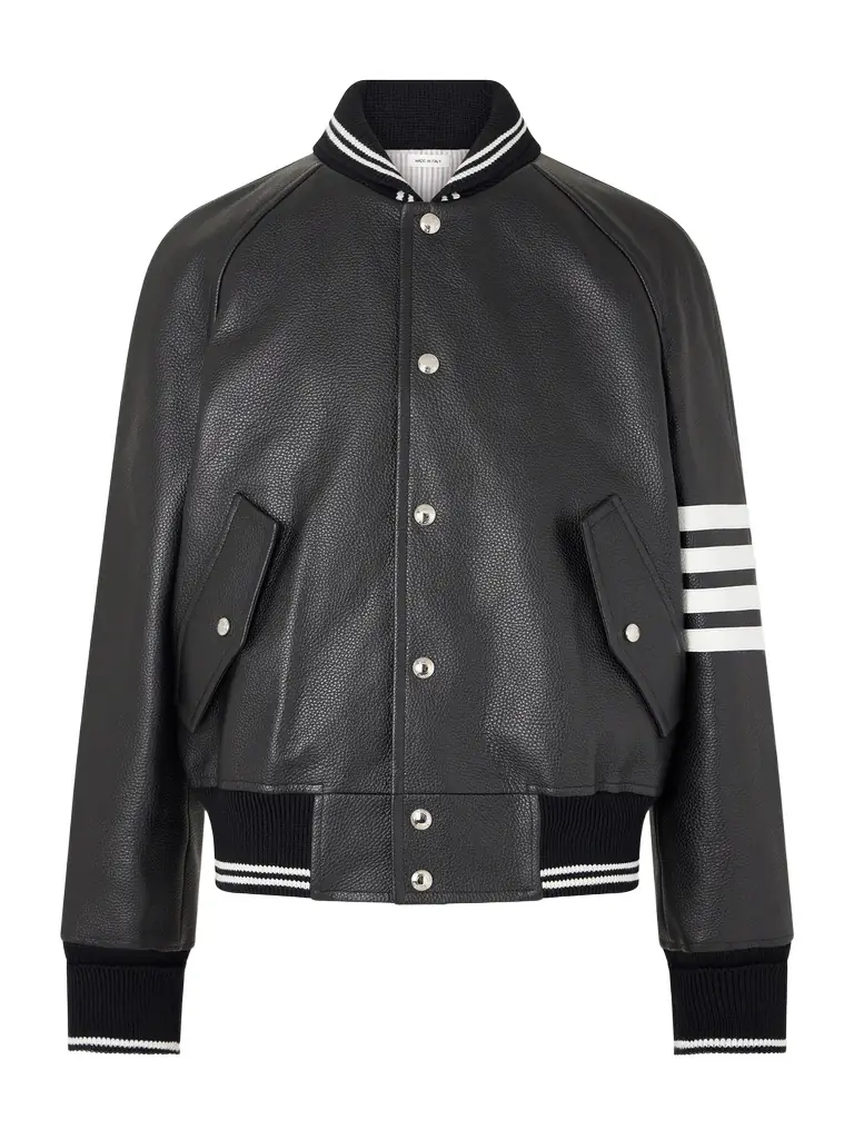 Thom Browne Oversized Striped Leather Bomber Jacket - Men - Women's Clothing